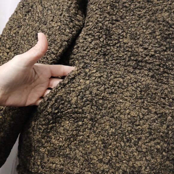 New Sherpa Curly Fleece Sweatshirt womens M Brown Black Chunky pullover Relaxed - Picture 4 of 7
